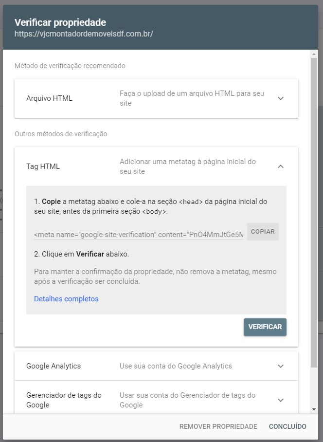 criacao de sites em brasilia confirmar propriedade Como Indexar meu site no Google?